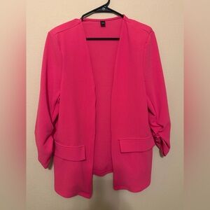 Hot Pink Open Front Blazer Lightweight Cardigan Plus Size 0XL